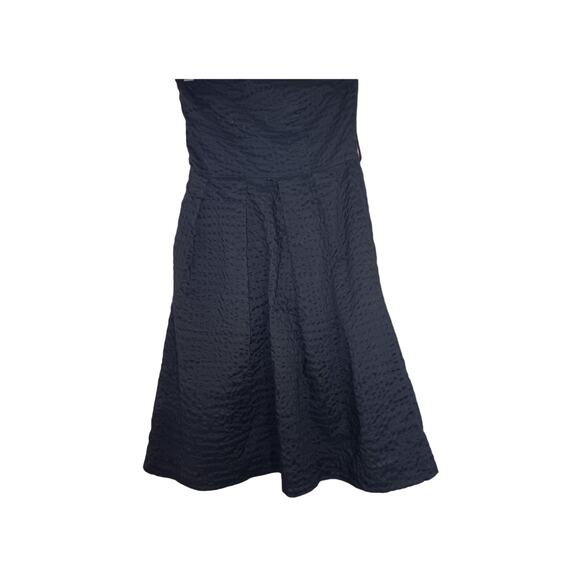 J. Crew Black Seersucker 100% Cotton Lottie Strapless Cocktail Dress 0 - Picture 4 of 4